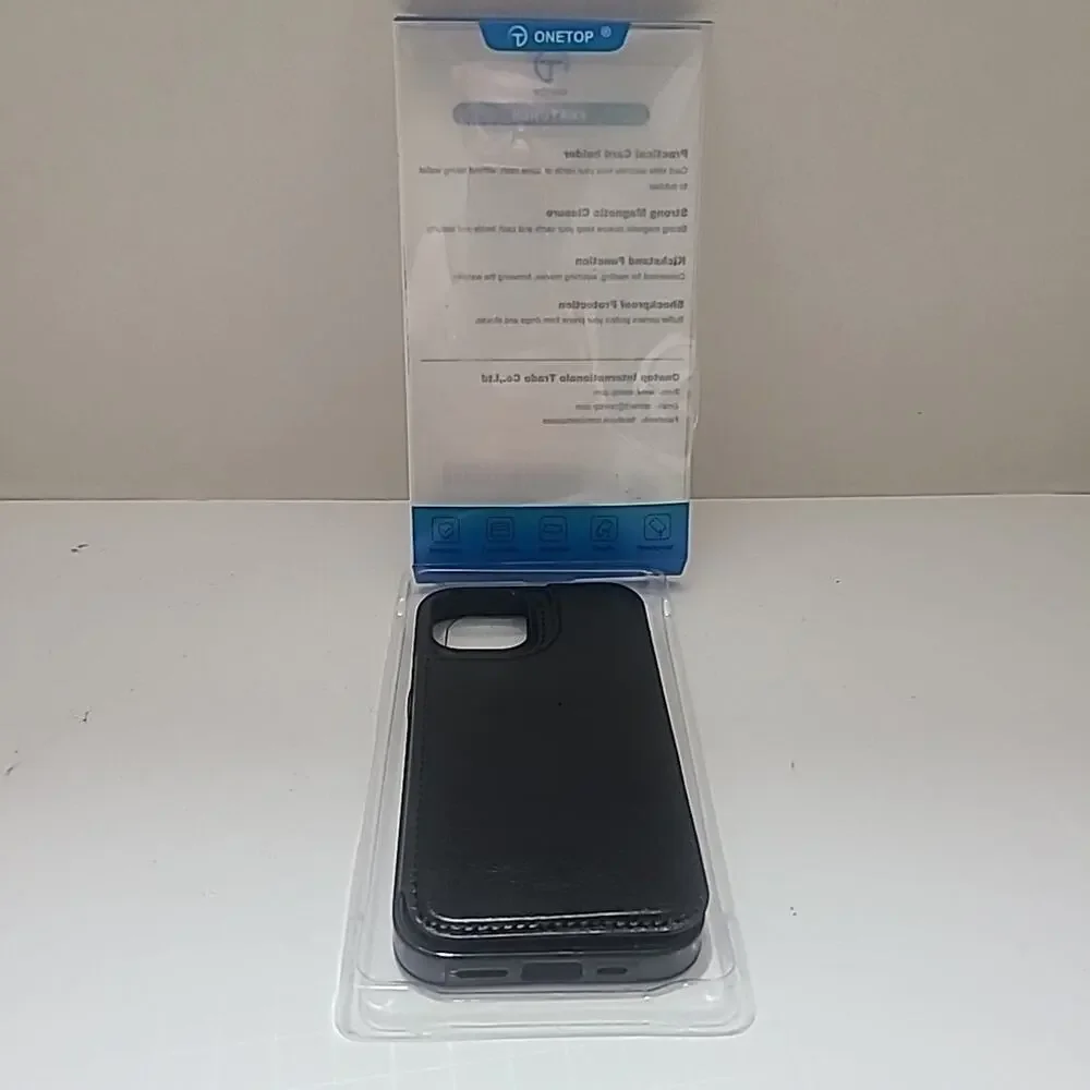 iPhone 15 Bundle Black Wallet Magnet Clasp Card Holder Stand + Screen Protectors